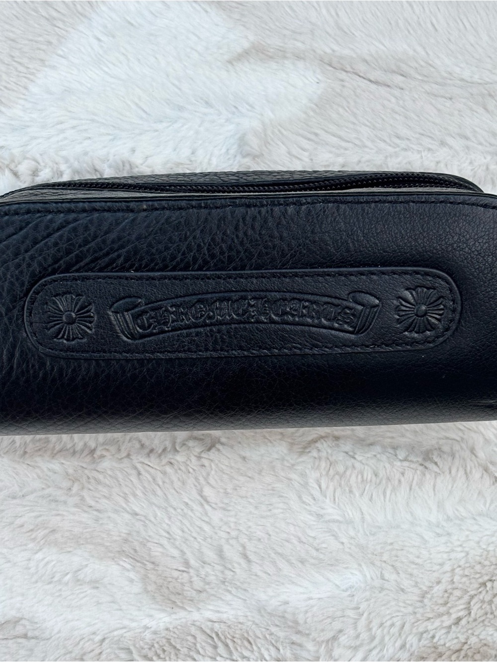 Chrome Hearts Black Leather Sunglass Case W/Card Holder